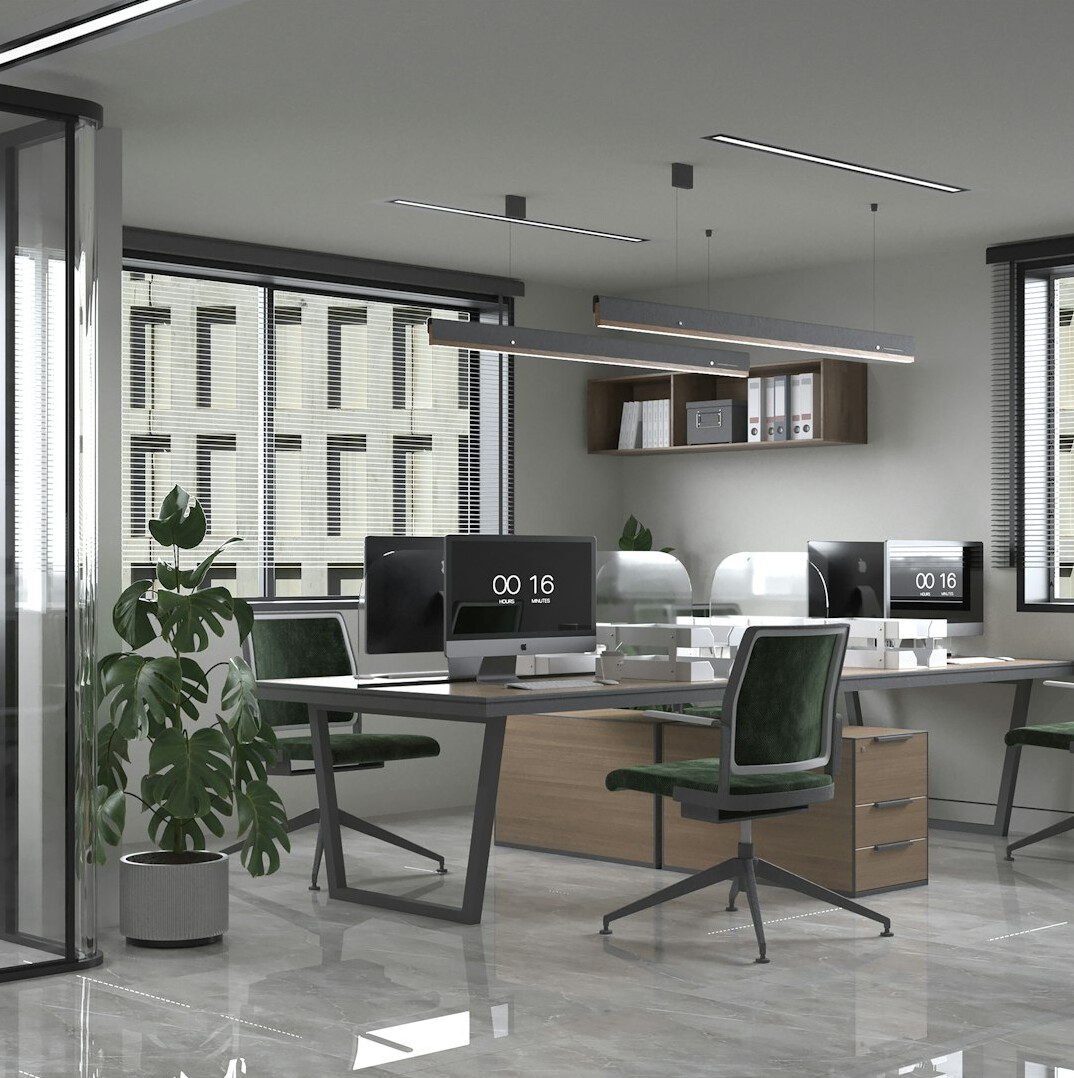 modern office with computers